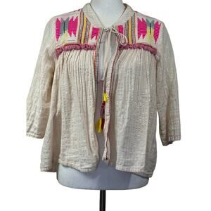 Rapsodia cream/pink peasant top/jacket, bohemian, embroidered, artisan, romantic